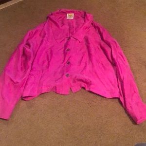 100% silk button down collared shirt